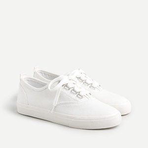 J Crew White Bright White Lace up Canvas Sneaker